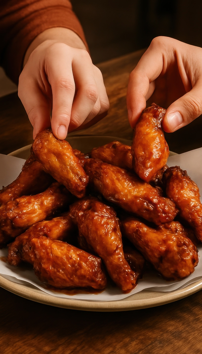 Personas comiento Alitas de Pollo BBQ Friko